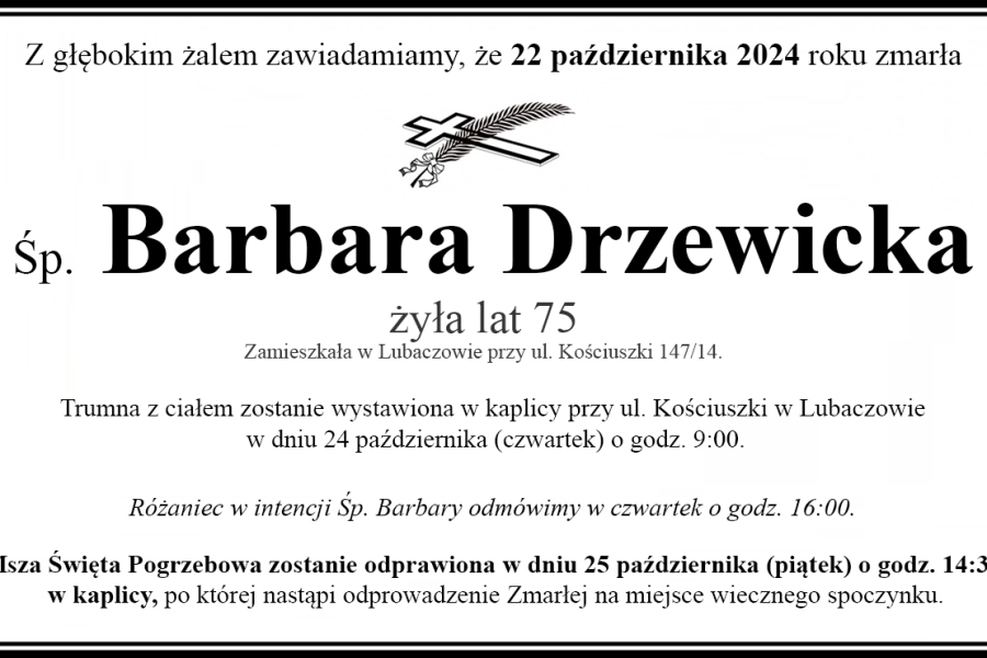 Zmarła Barbara Drzewicka