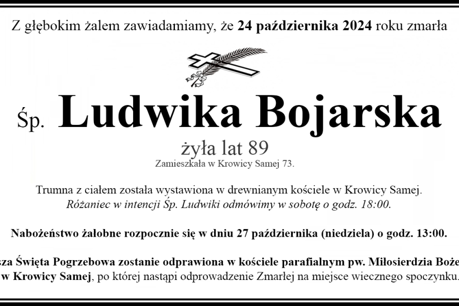 Zmarła Ludwika Bojarska