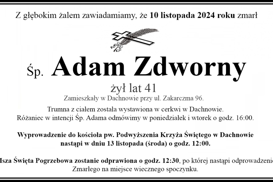 Zmarł Adam Zadworny
