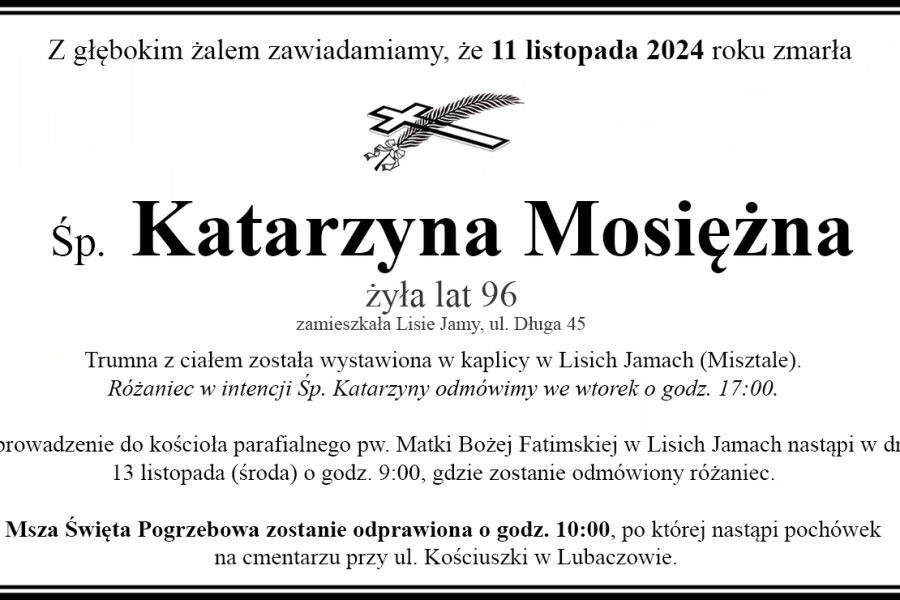 Zmarła Katarzyna Mosiężna