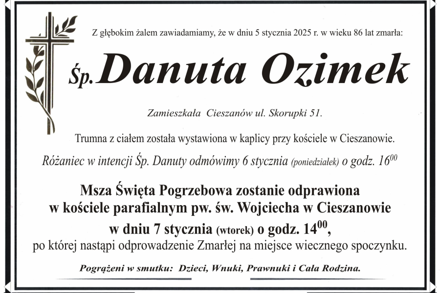 Zmarła Danuta Ozimek [86 lat]