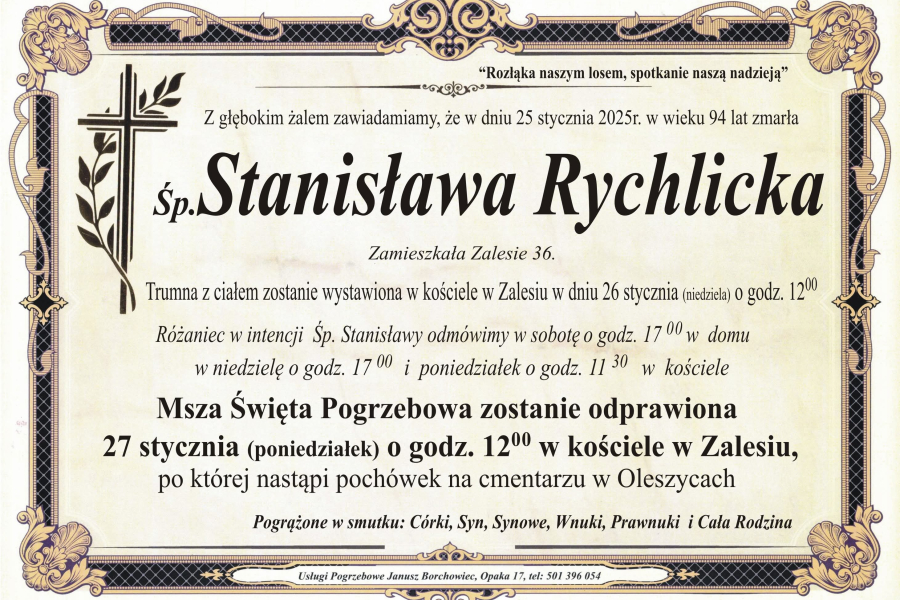 Zmarła Stanisława Rychlicka [94 lata]
