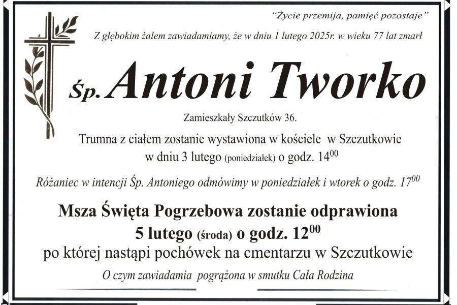 Zmarł Antoni Tworko [77 lat]