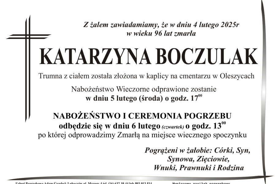 Zmarła Katarzyna Boczulak [96 lat]