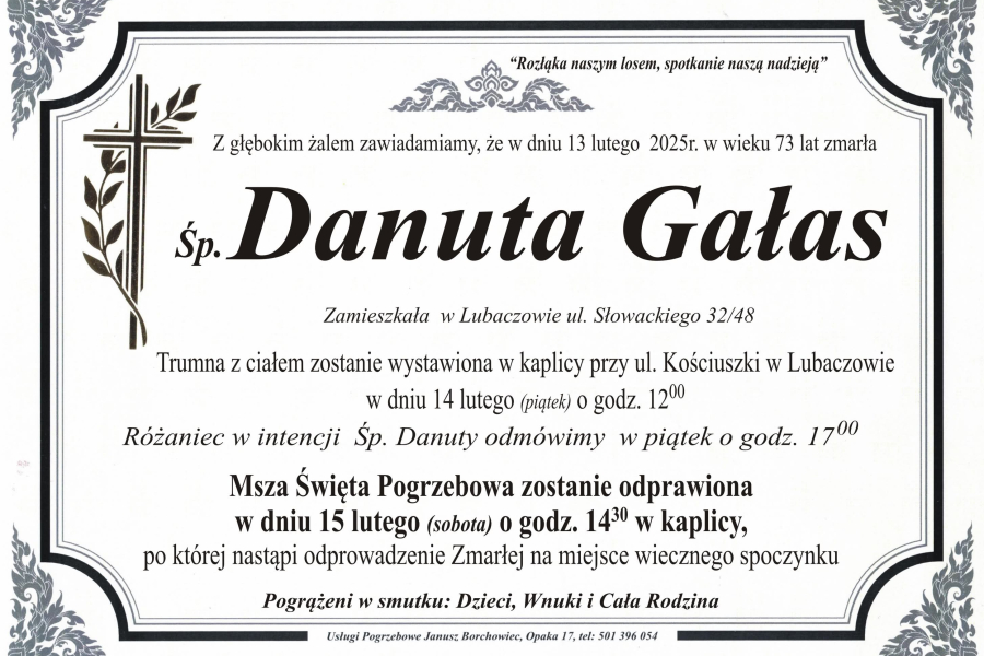 Zmarła Danuta Gałas [73 lata]