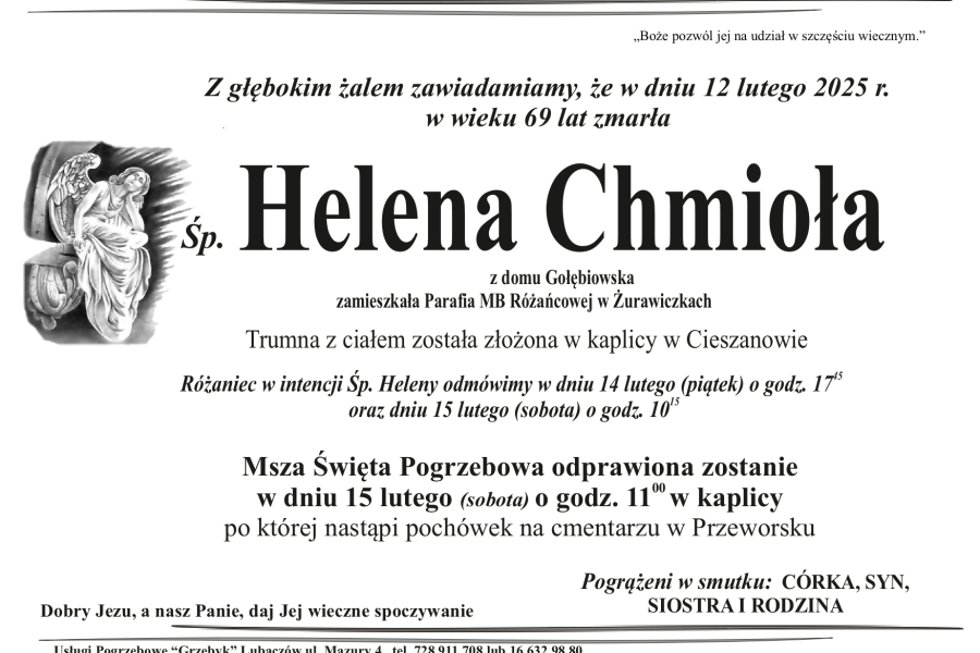 Zmarła Helena Chmioła [69 lat]