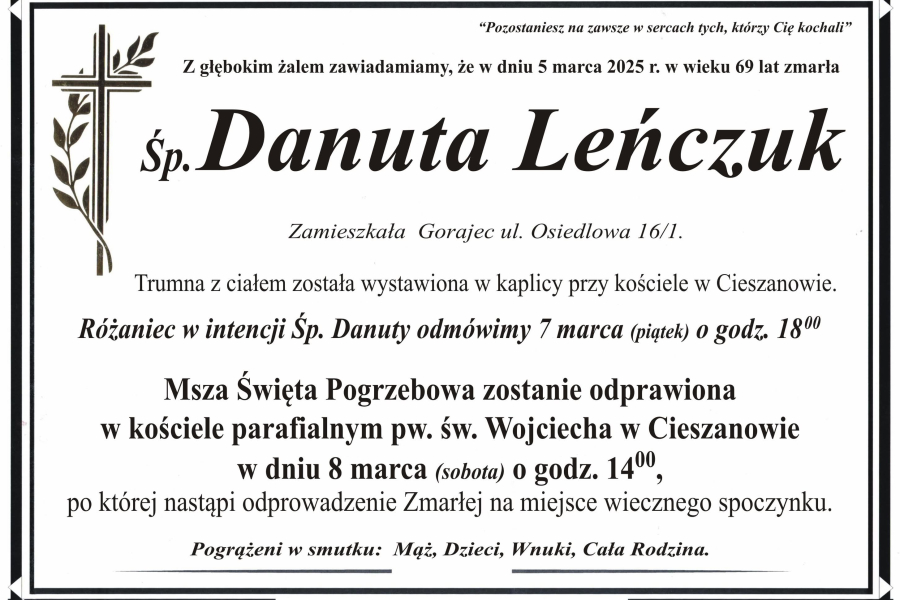 Zmarła Danuta Leńczuk [69 lat]