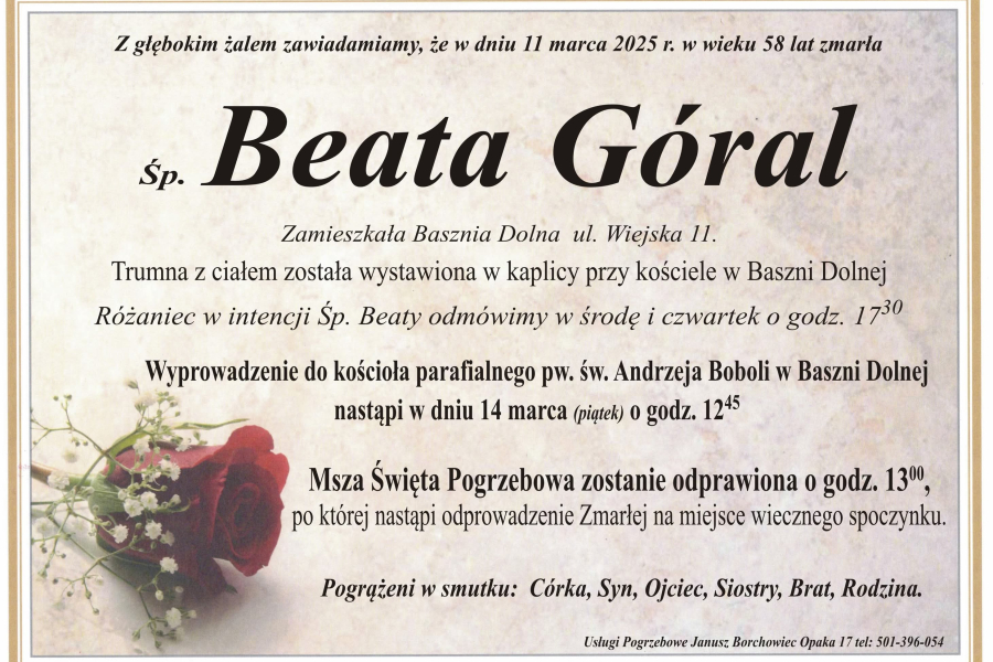 Zmarła Beata Góral [58 lat]