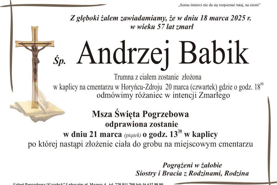 Zmarł Andrzej Babik [57 lat]