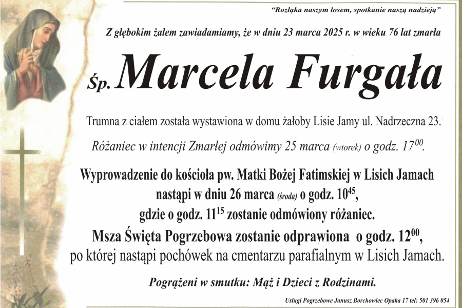 Zmarła Marcela Furgała [76 lat]