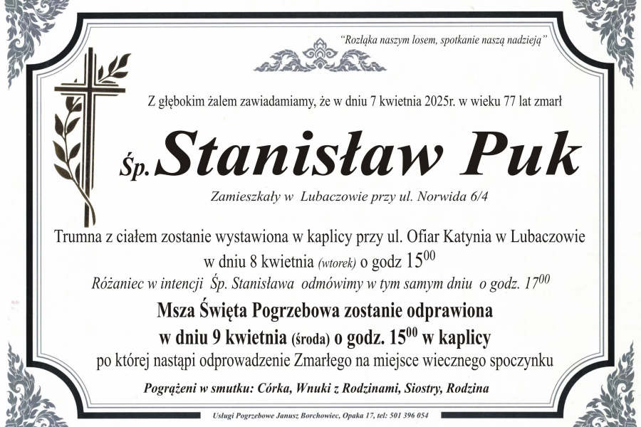 Zmarł Stanisław Puk [77 lat]