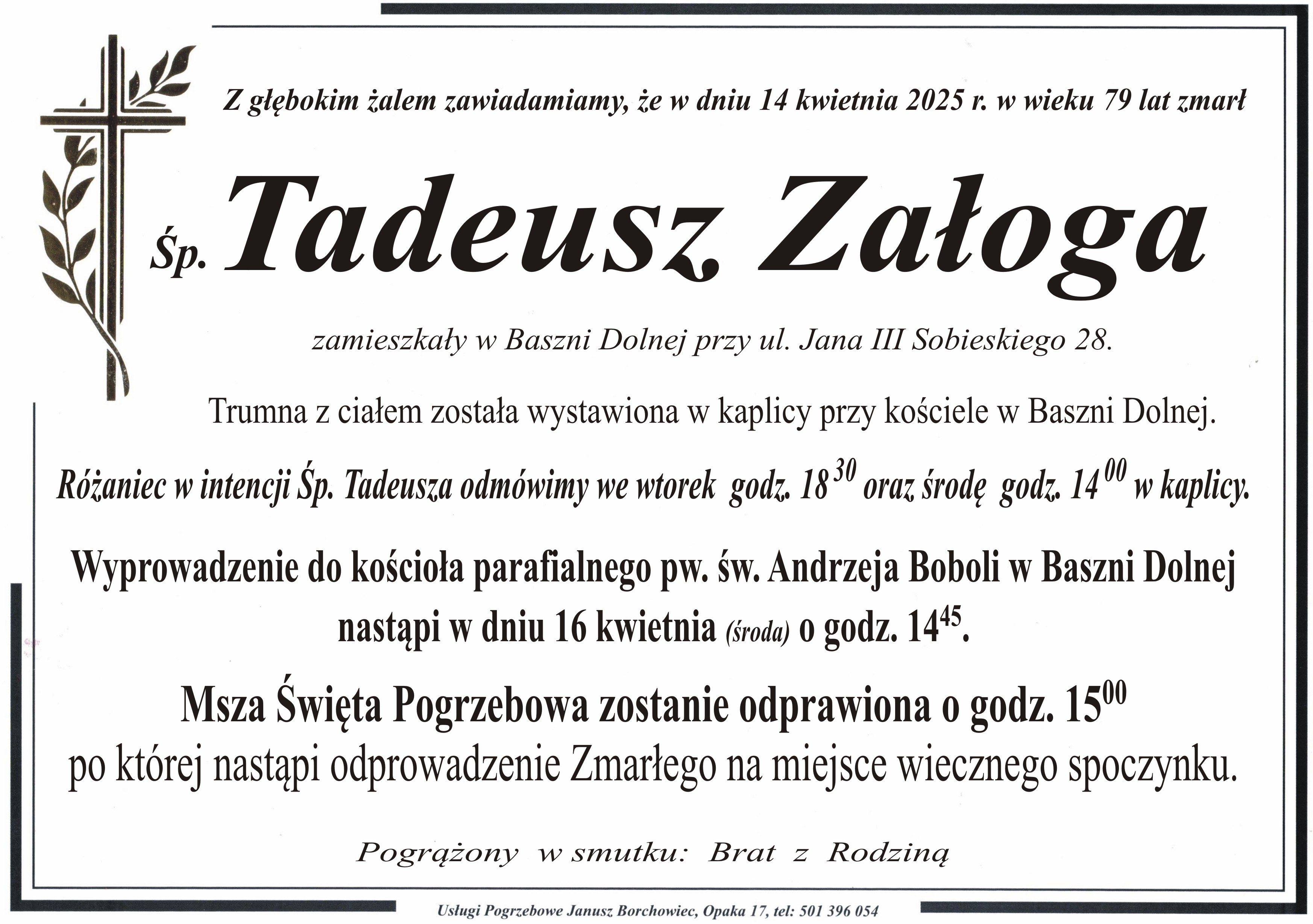 Zmarł Tadeusz Załoga [79 lat]