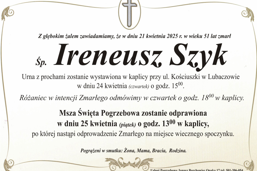 Zmarł Ireneusz Szyk [51 lat]