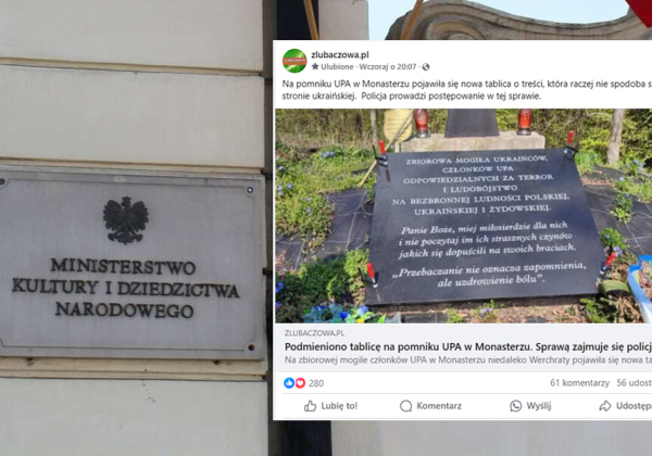 Podmieniona tablica w Monasterzu. Jest reakcja Ministrów Kultury Polski i Ukrainy