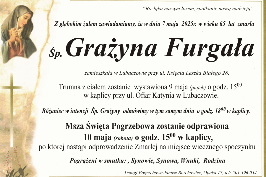 Zmarła Grażyna Furgała [65 lat]