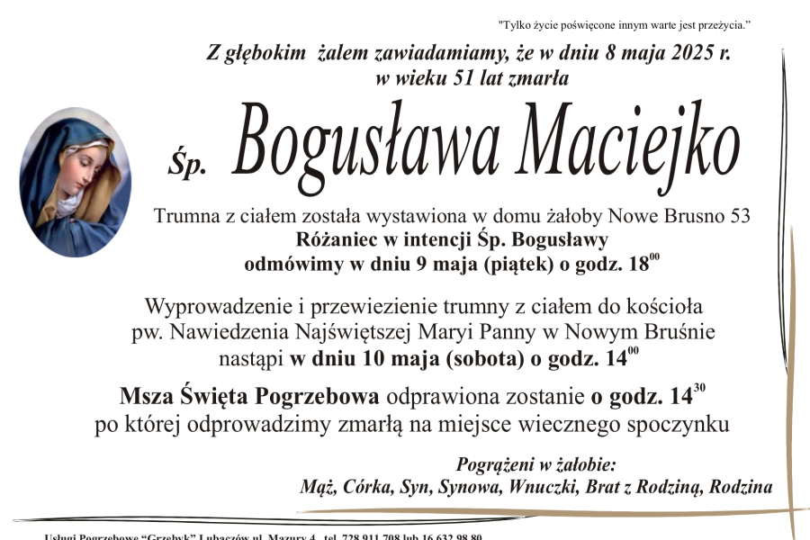Zmarła Bogusława Maciejko [51 lat]