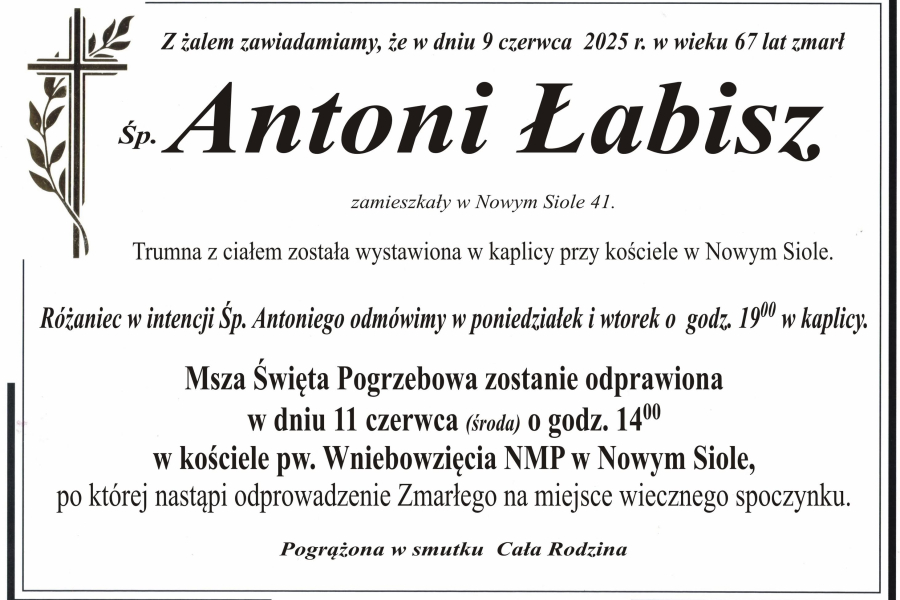 Zmarł Antoni Łabisz [67 lat]