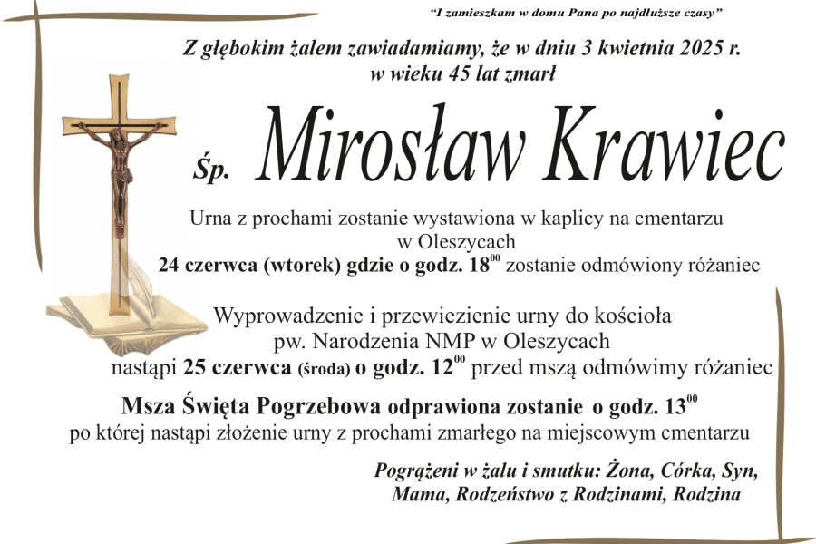 Zmarł Mirosław Krawiec [45 lat]