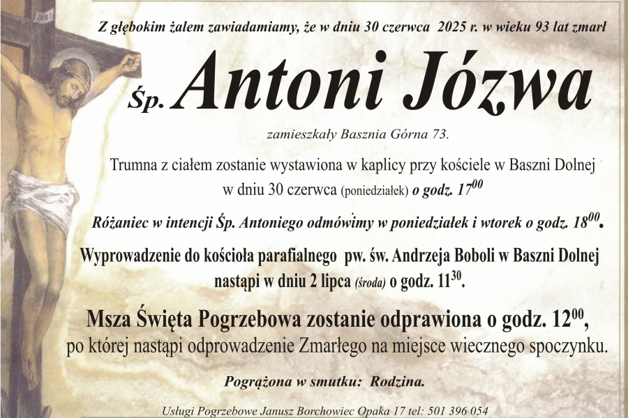 Zmarł Antoni Józwa [93 lata]