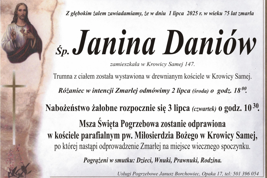 Zmarła Janina Daniów [75 lat]