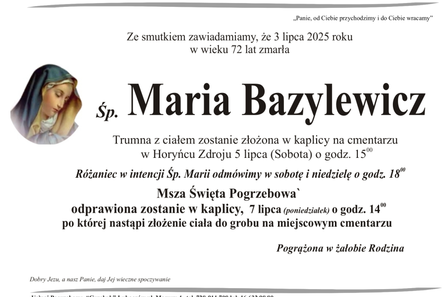 Zmarła Maria Bazylewicz [72 lata]