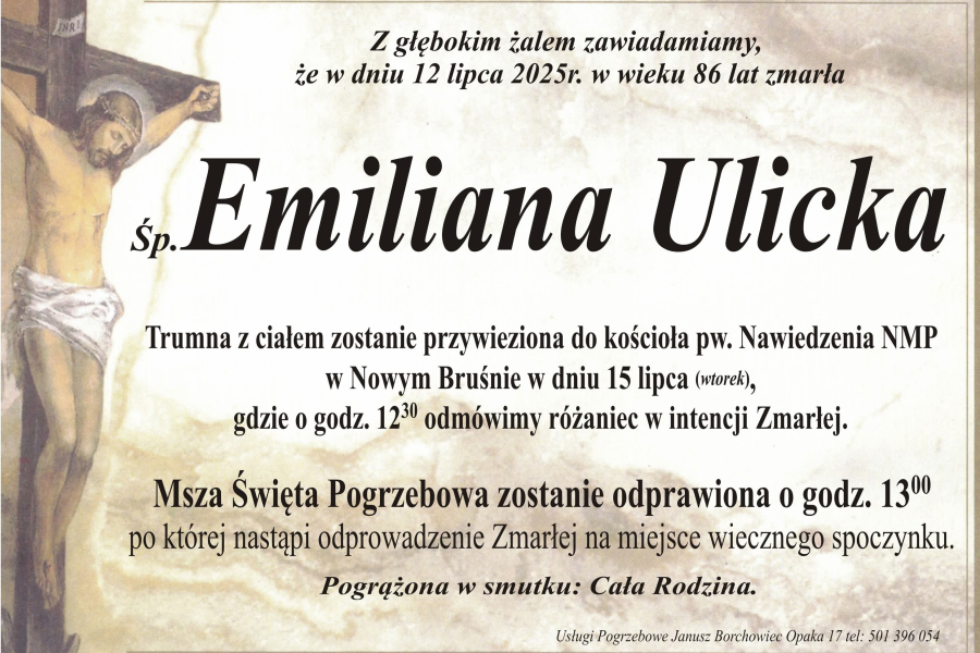 Zmarła Emiliana Ulicka [86 lat]