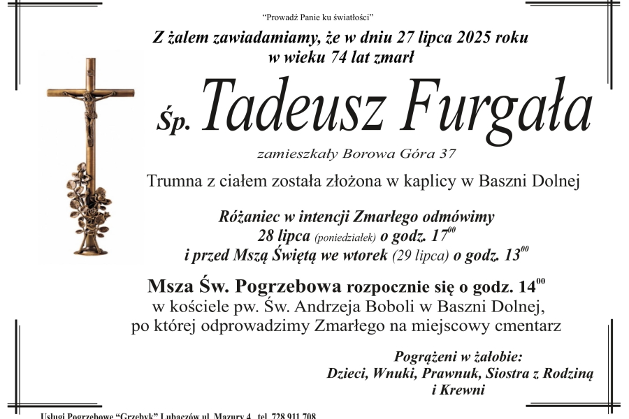 Zmarł Tadeusz Furgała [74 lata]