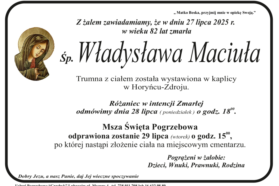 Zmarła Władysława Maciuła [82 lata]