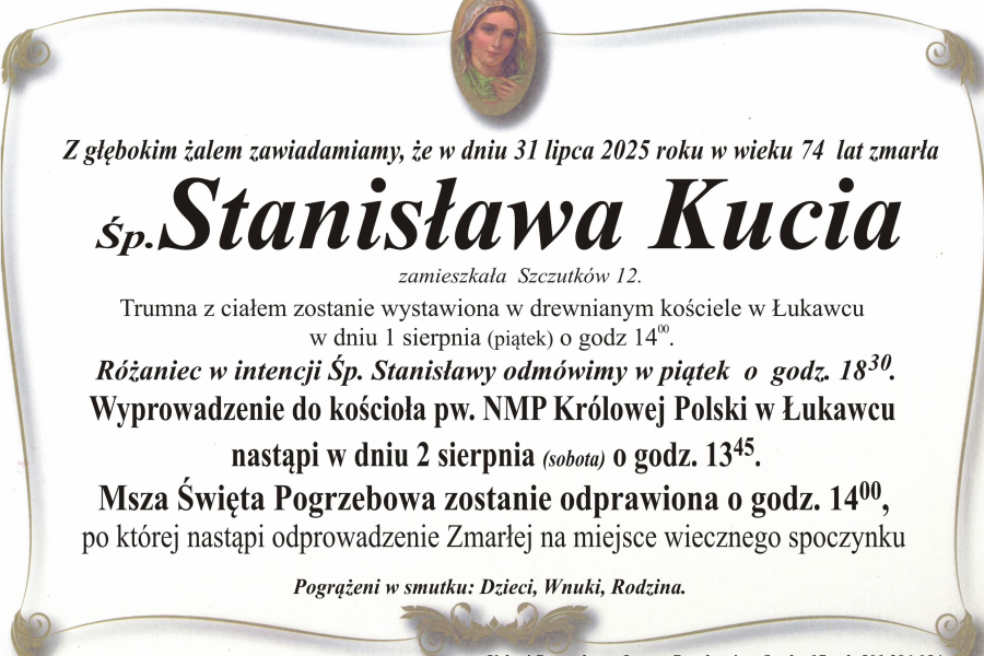 Zmarła Stanisława Kucia [74 lata]