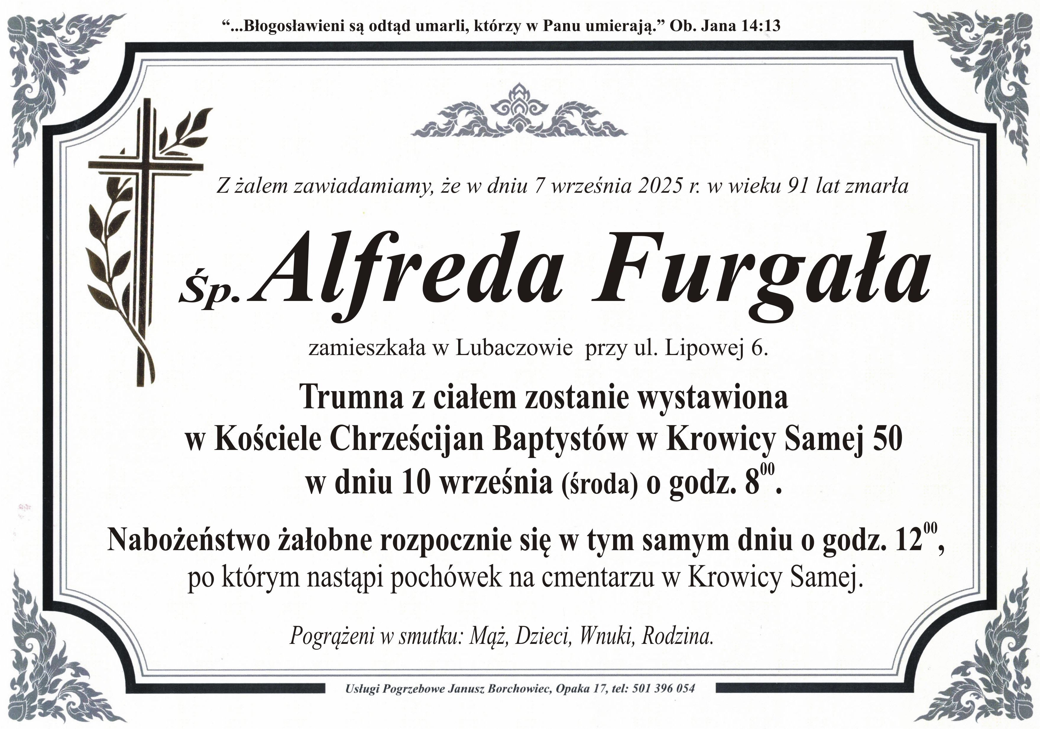 Zmarła Alfreda Furgała [91 lat]