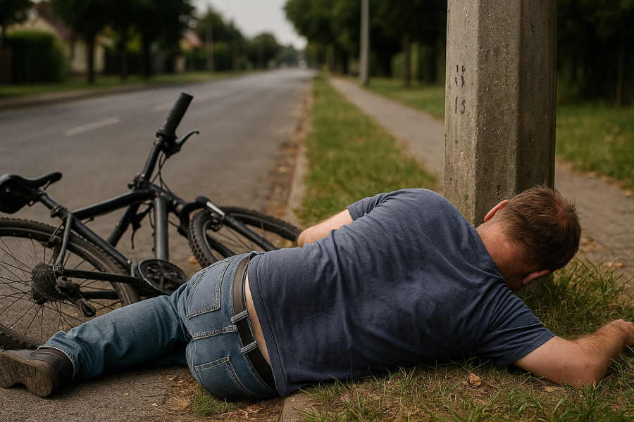 Horyniec-Zdrój: pijany rowerzysta uderzył w słup, miał ponad 2 promile
