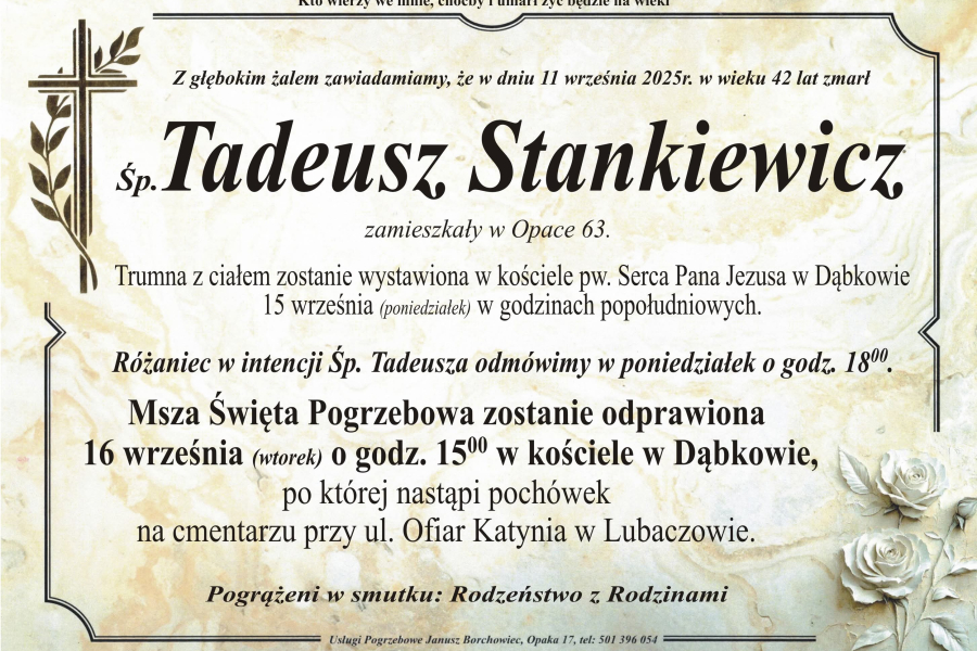Zmarł Tadeusz Stankiewicz [42 lata]