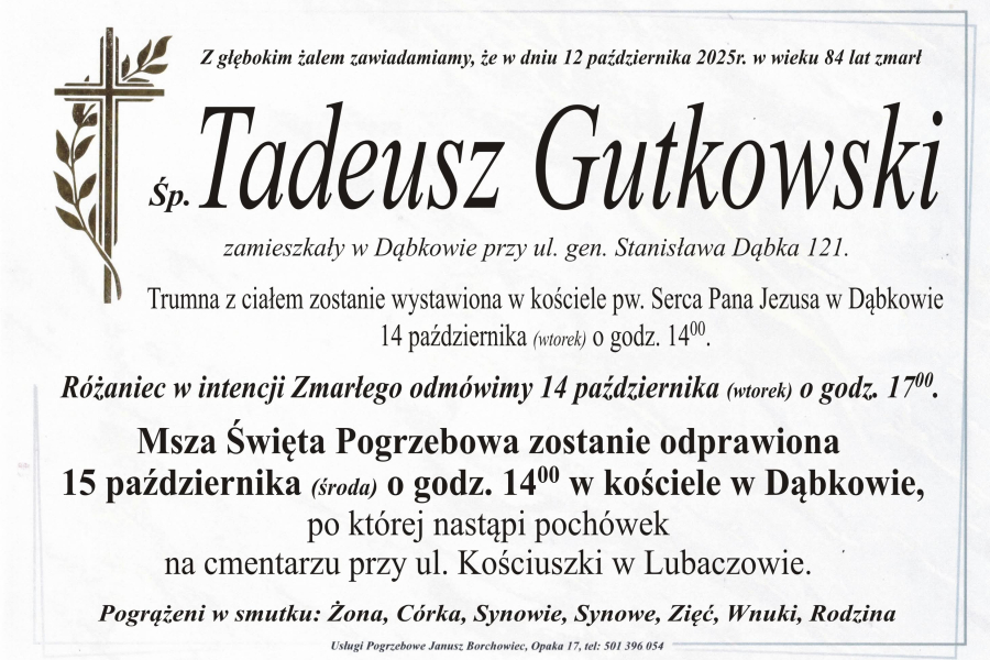 Zmarł Tadeusz Gutkowski [84 lata]