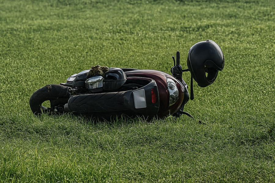 Rozbił się na skuterze, odnaleziono go w polu. Cudem uniknął śmierci