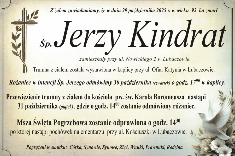 Zmarł Jerzy Kindrat [92 lata]