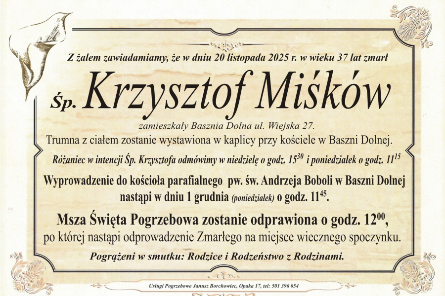 Zmarł Krzysztof Miśków [37 lat]