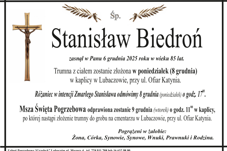 Zmarł Stanisław Biedroń [85 lat]