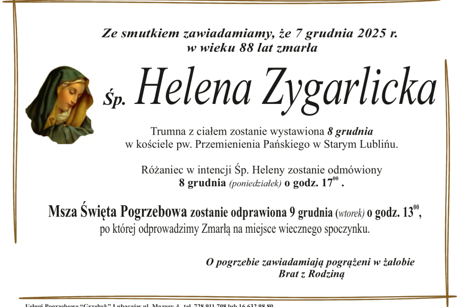 Zmarła Helena Zygarlicka [88 lat]