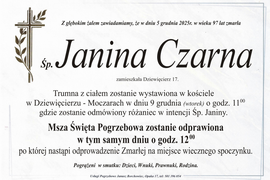 Zmarła Janina Czarna [97 lat]