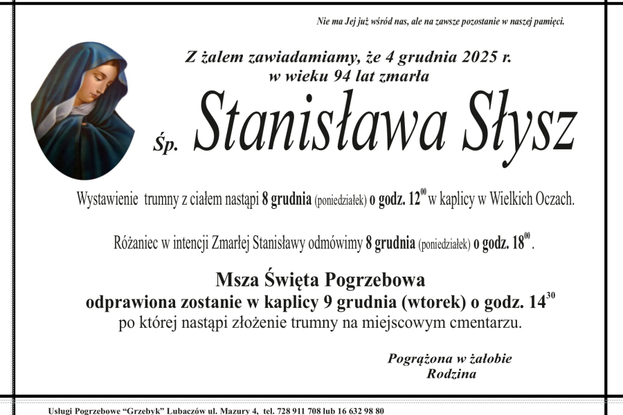 Zmarła Stanisława Słysz [94 lata]