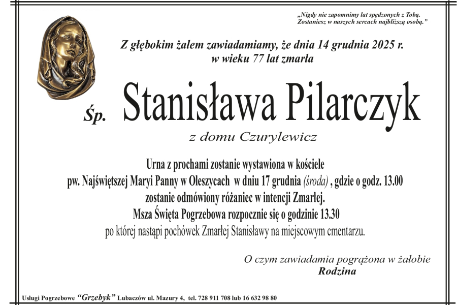 Zmarła Stanisława Pilarczyk [77 lat]