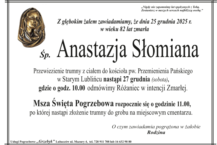 Zmarła Anastazja Słomiana [82 lata]
