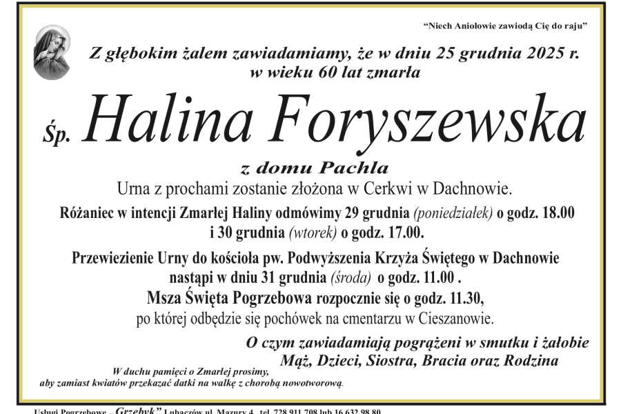 Zmarła Halina Foryszewska [60 lat]