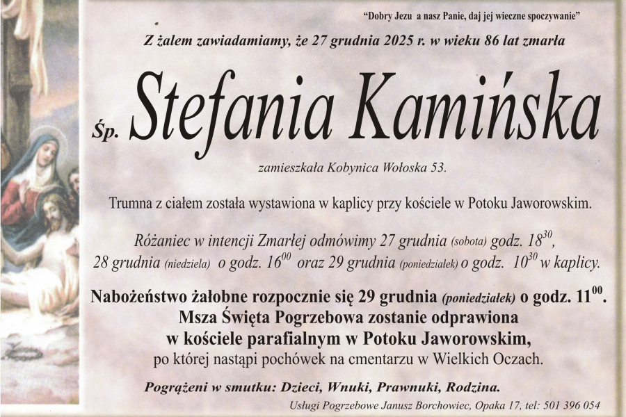 Zmarła Stefania Kamińska [86 lat]