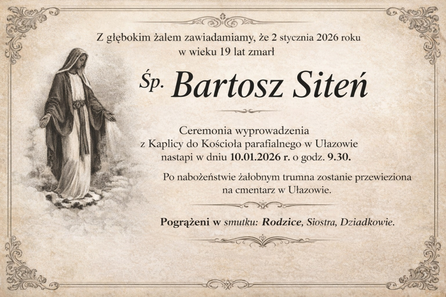 Zmarł Bartosz Siteń [19 lat]
