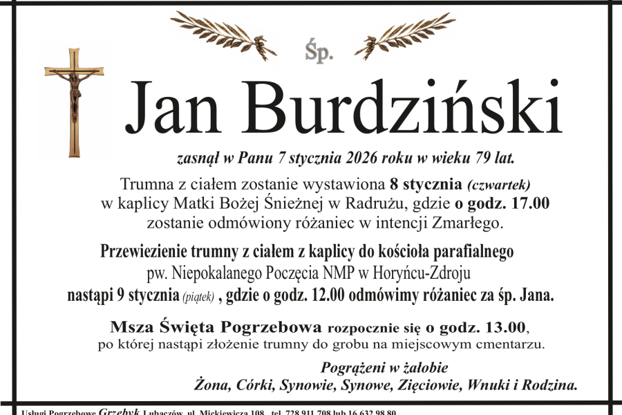 Zmarł Jan Burdziński [79 lat]