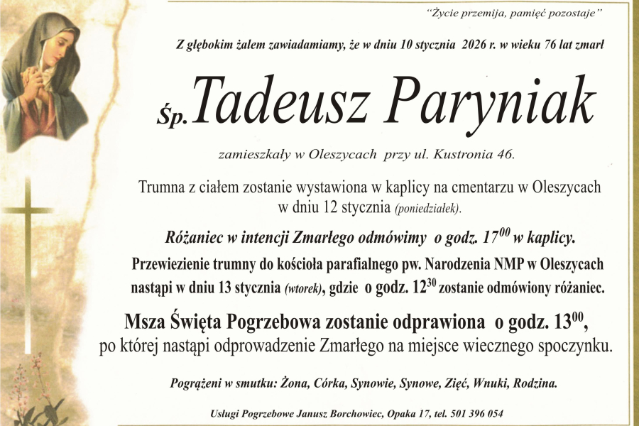 Zmarł Tadeusz Paryniak [76 lat]