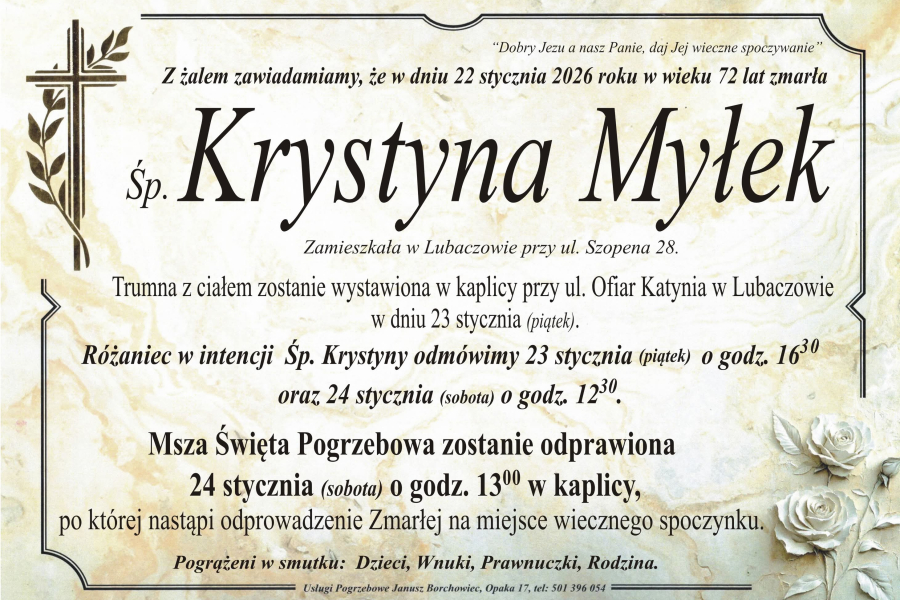 Zmarła Krystyna Myłek [72 lata]