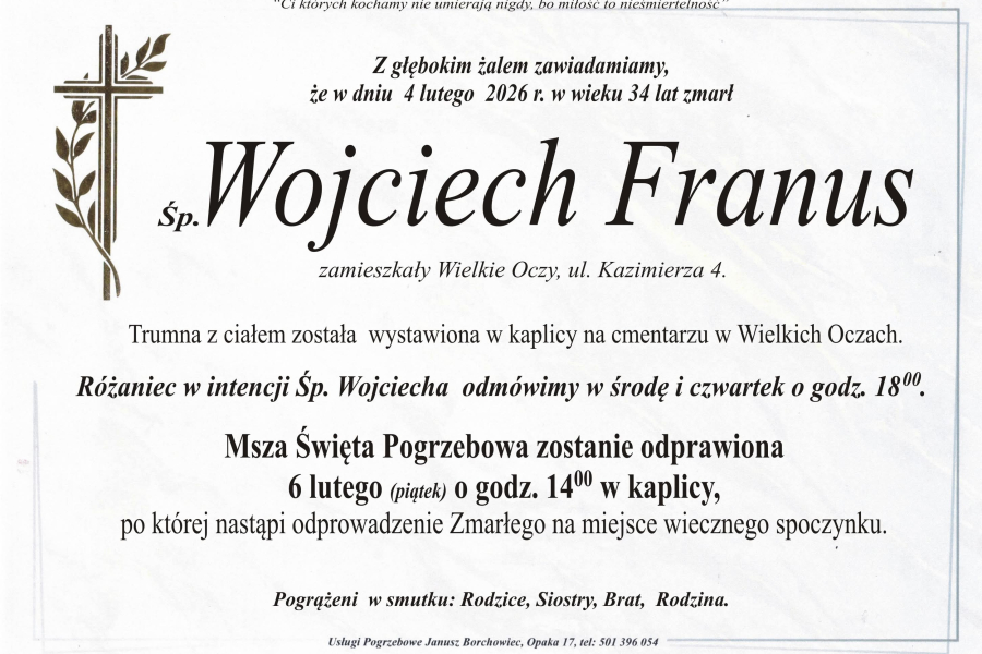 Zmarł Wojciech Franus [34 lata]