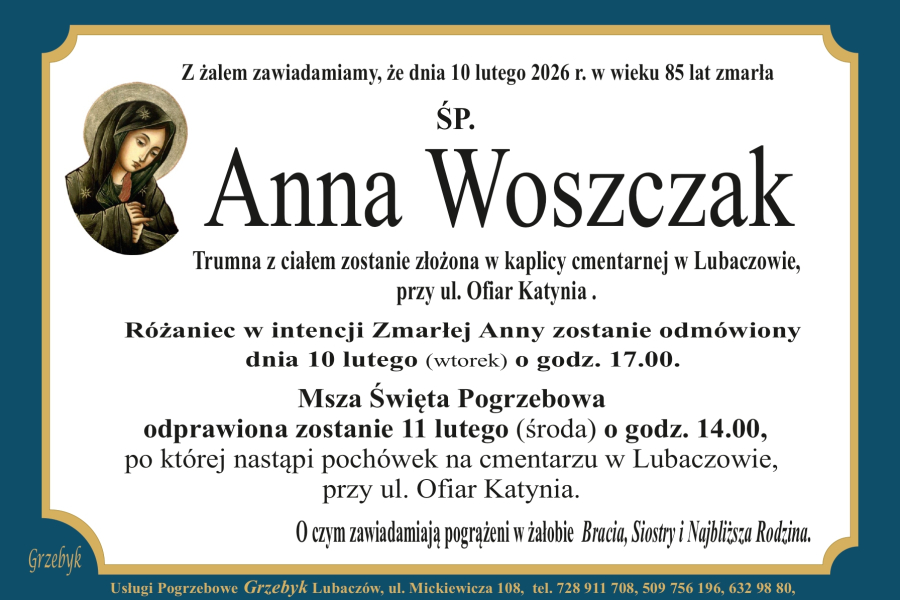 Zmarła Anna Woszczak [85 lat]
